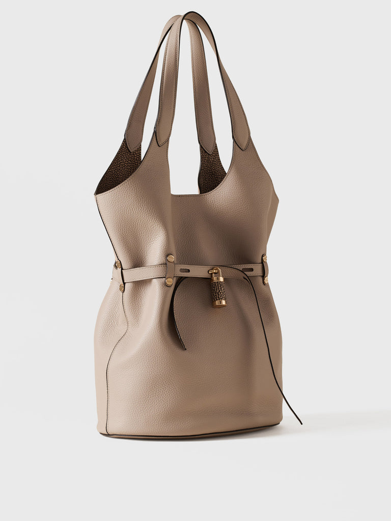 Borsa a spalla in pelle - PREMIERE SECCHIELLO LARGE - Borbonese