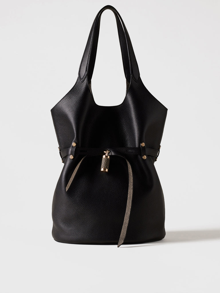 Borsa a spalla in pelle - PREMIERE SECCHIELLO LARGE - Borbonese