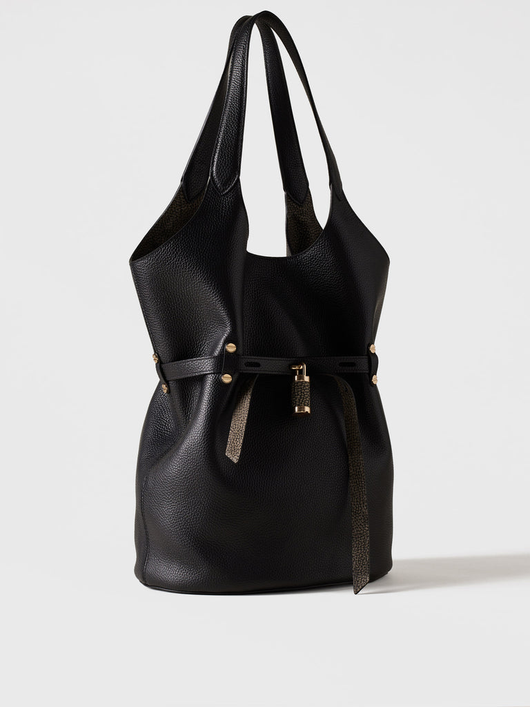Borsa a spalla in pelle - PREMIERE SECCHIELLO LARGE - Borbonese