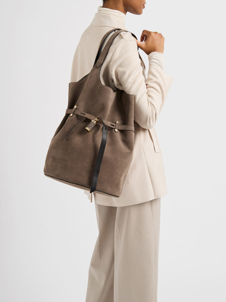 Leather shoulder bag - PREMIERE BUCKET BAG Large - Borbonese