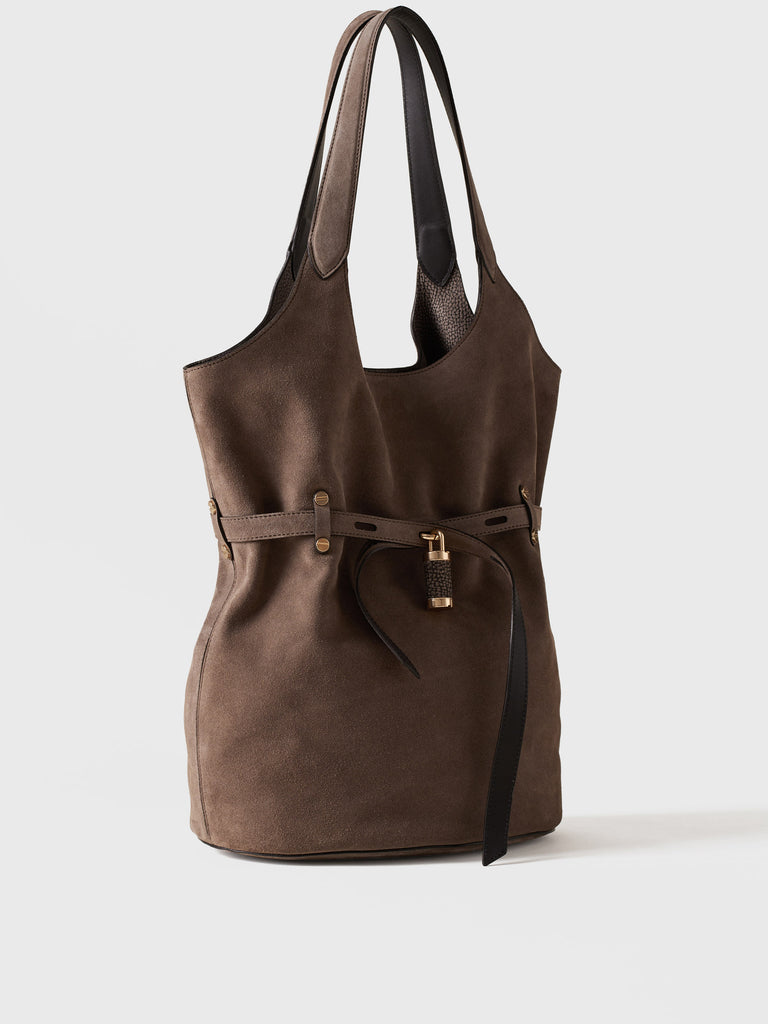 Leather shoulder bag - PREMIERE BUCKET BAG Large - Borbonese