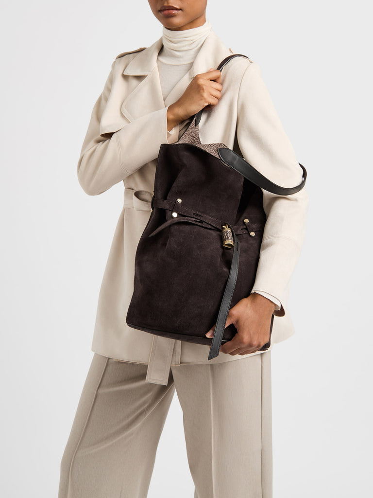 Borsa a spalla in pelle - PREMIERE SECCHIELLO LARGE - Borbonese