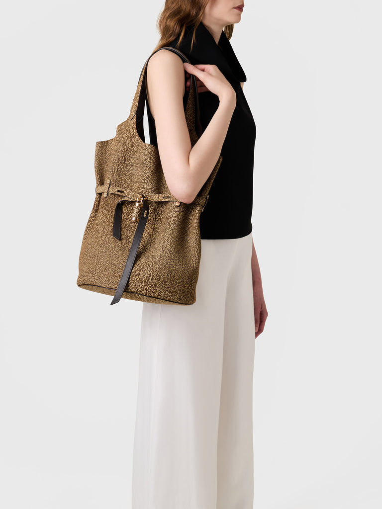 Borsa a spalla in Camoscio Op  - PREMIERE SECCHIELLO LARGE - Borbonese