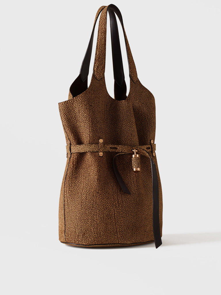 Borsa a spalla in Camoscio Op  - PREMIERE SECCHIELLO LARGE - Borbonese