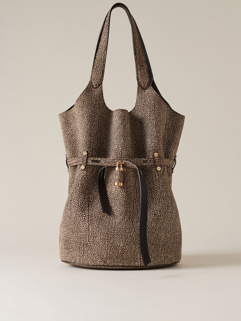 Borsa a spalla in Camoscio Op  - PREMIERE SECCHIELLO LARGE - Borbonese