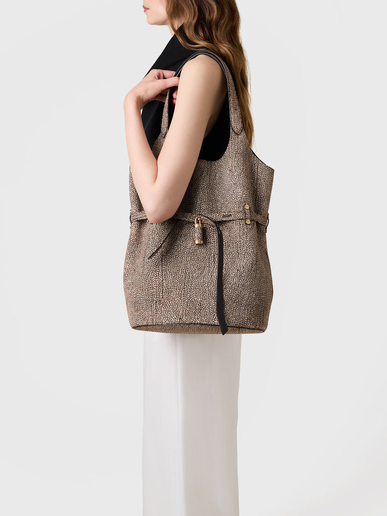 Borsa a spalla in Camoscio Op  - PREMIERE SECCHIELLO LARGE - Borbonese