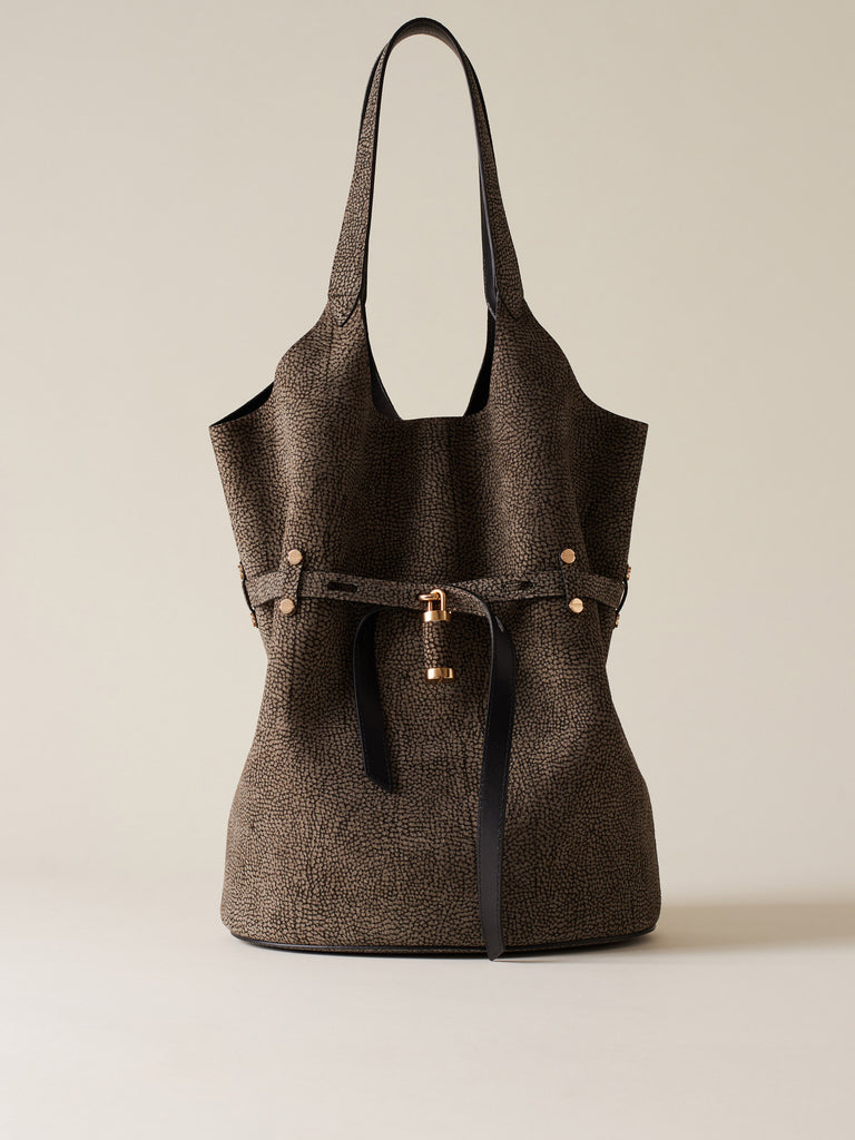 Op Suede Shoulder bag - PREMIERE BUCKET BAG LARGE - Borbonese