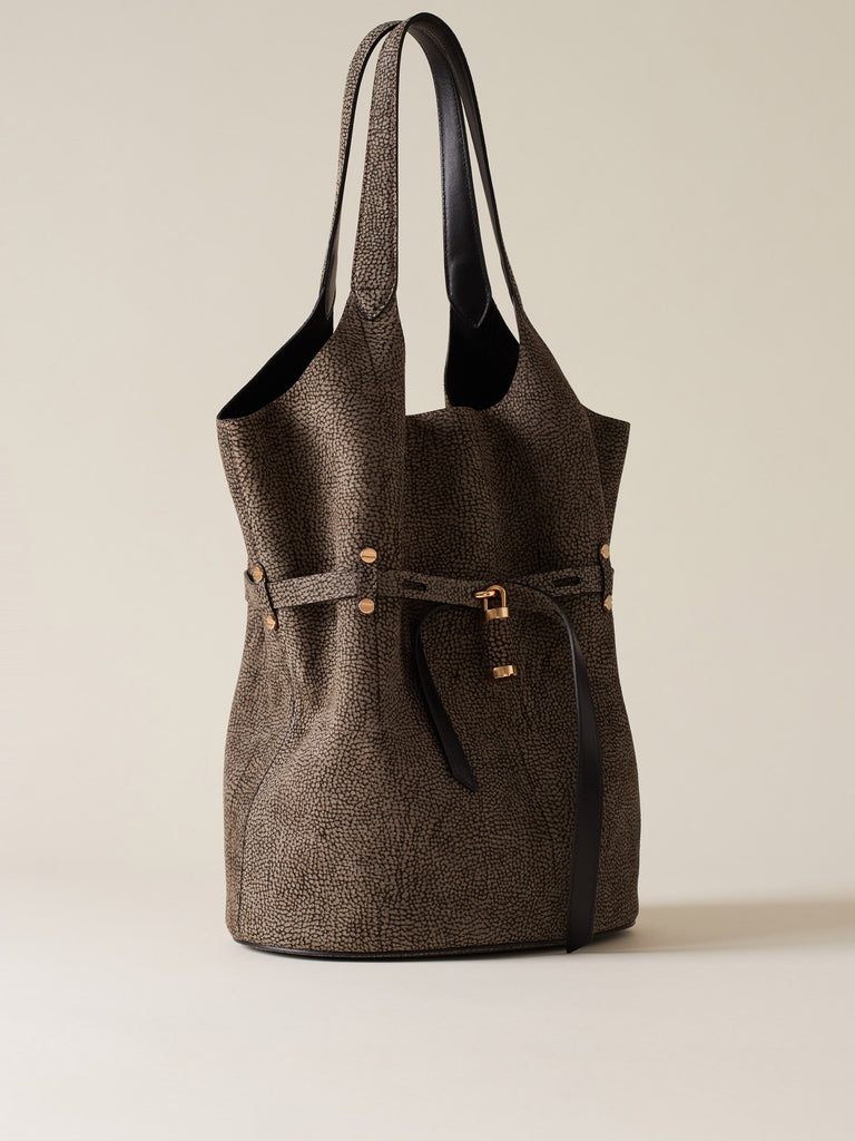 Op Suede Shoulder bag - PREMIERE BUCKET BAG LARGE - Borbonese