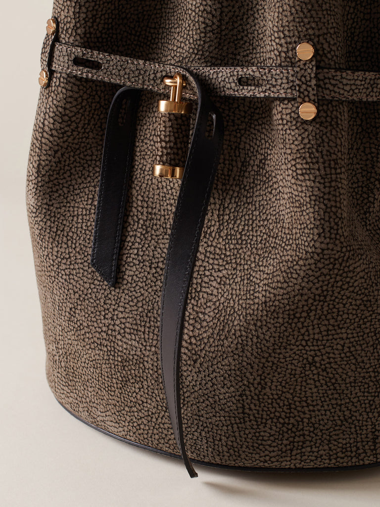 Op Suede Shoulder bag - PREMIERE BUCKET BAG LARGE - Borbonese