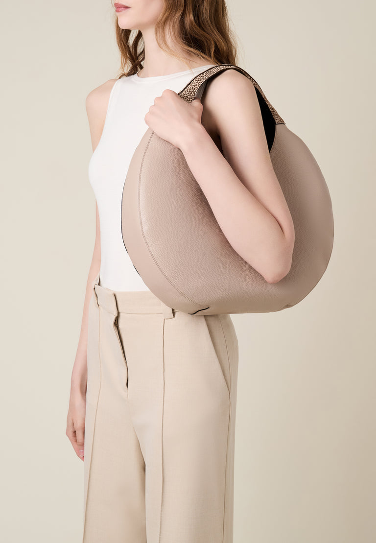 Leather Handbag - FULL MOON HOBO BAG LARGE - Borbonese