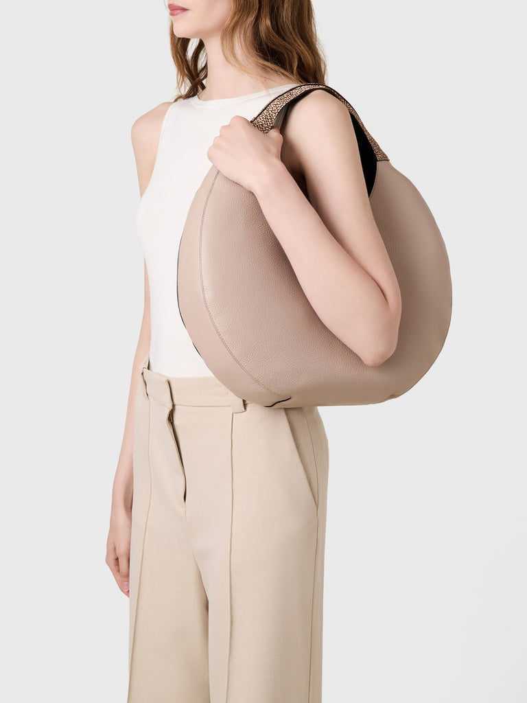 Leather Handbag - FULL MOON HOBO BAG LARGE - Borbonese