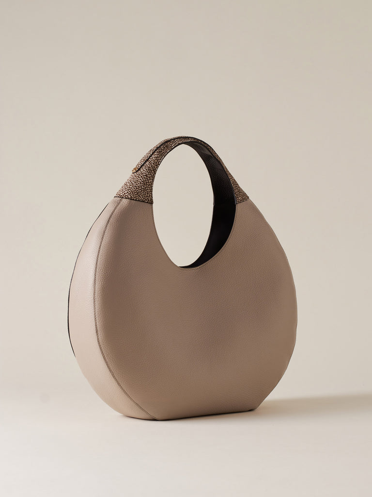 Leather Handbag - FULL MOON HOBO BAG LARGE - Borbonese