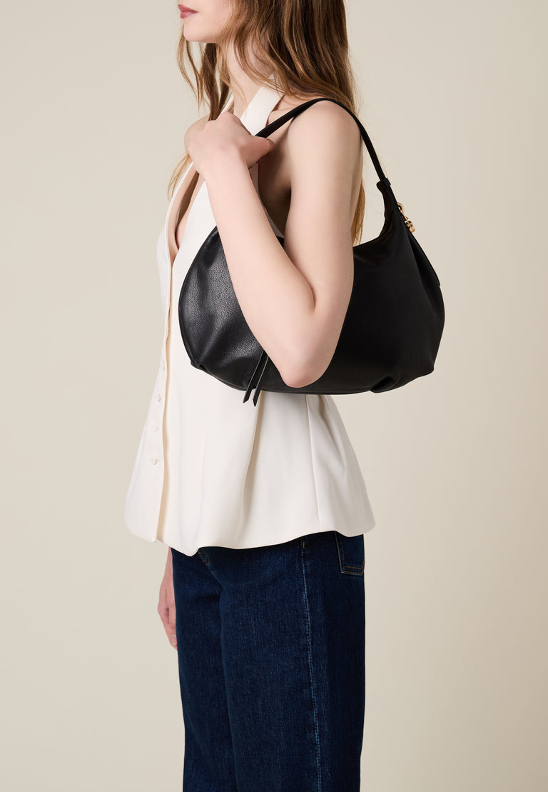 Leather Handbag - PRIVE HOBO BAG SMALL - Borbonese