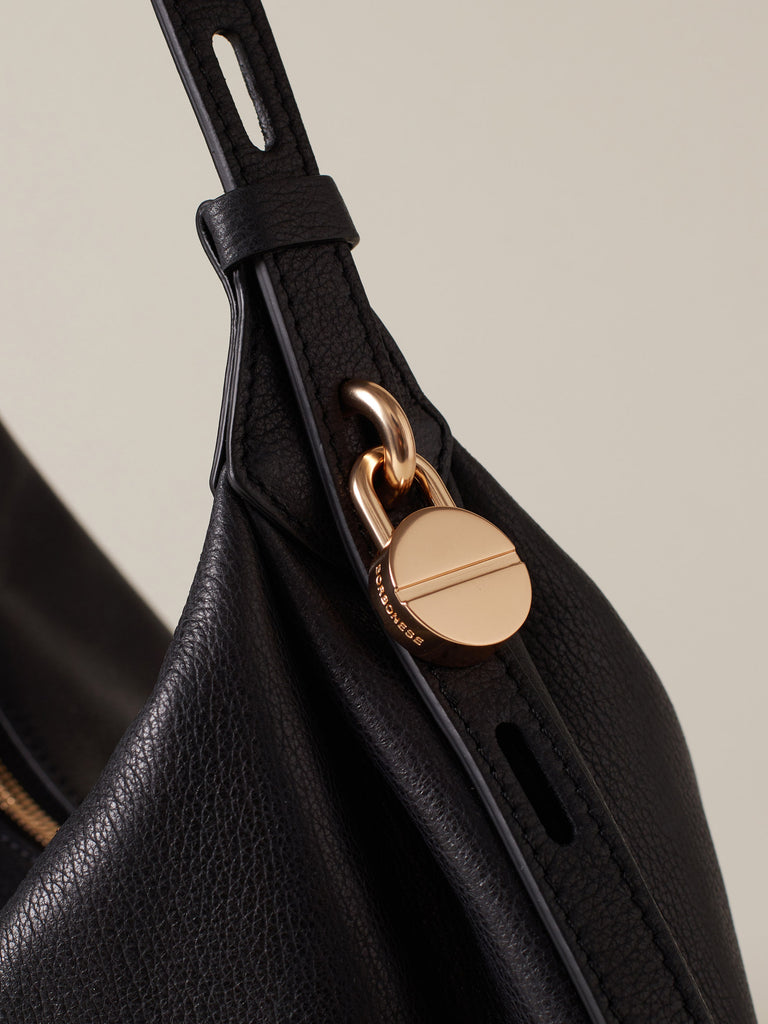Leather Handbag - PRIVE HOBO BAG SMALL - Borbonese