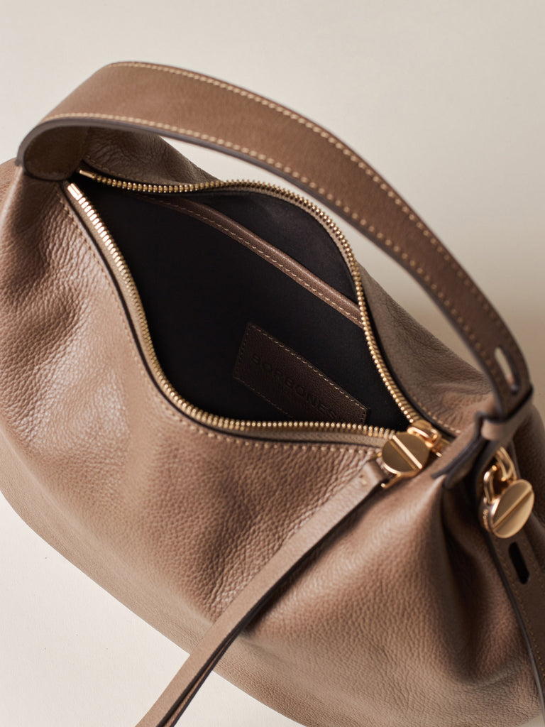 Leather Handbag - PRIVE HOBO BAG SMALL - Borbonese