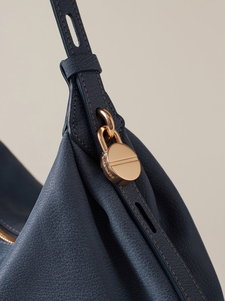 Leather Handbag - PRIVE HOBO BAG SMALL - Borbonese