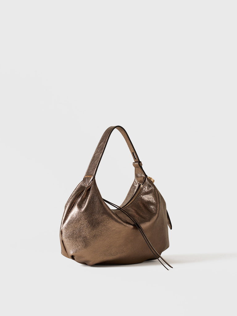 Leather Handbag - PRIVE HOBO BAG SMALL - Borbonese