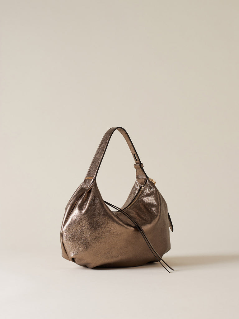 Leather Handbag - PRIVE HOBO BAG SMALL - Borbonese