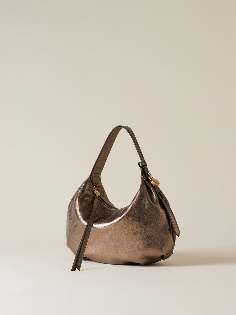 Leather Handbag - PRIVE HOBO BAG SMALL - Borbonese
