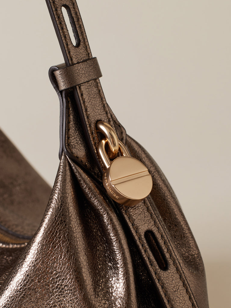 Leather Handbag - PRIVE HOBO BAG SMALL - Borbonese