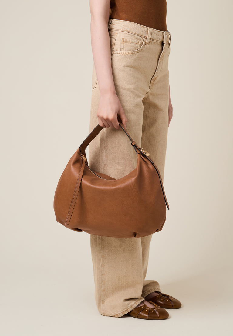 Leather shoulder bag - PRIVE HOBO BAG MEDIUM - Borbonese
