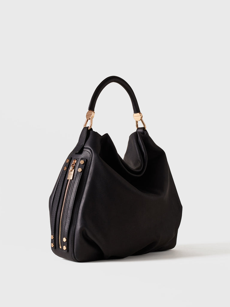 Leather Handbag - BICE HOBO BAG MEDIUM - Borbonese