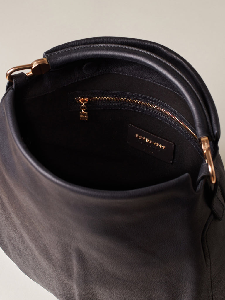 Leather Handbag - BICE HOBO BAG MEDIUM - Borbonese