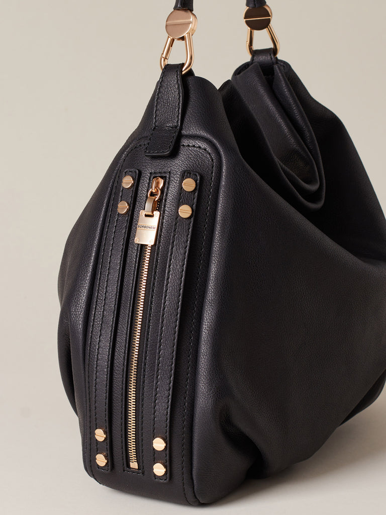 Leather Handbag - BICE HOBO BAG MEDIUM - Borbonese