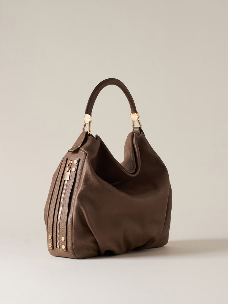 Leather Handbag - BICE HOBO BAG MEDIUM - Borbonese