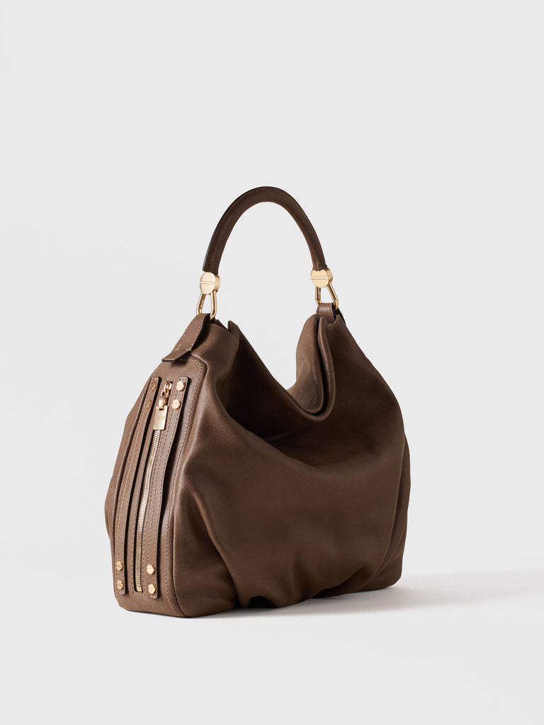 Leather Handbag - BICE HOBO BAG MEDIUM - Borbonese
