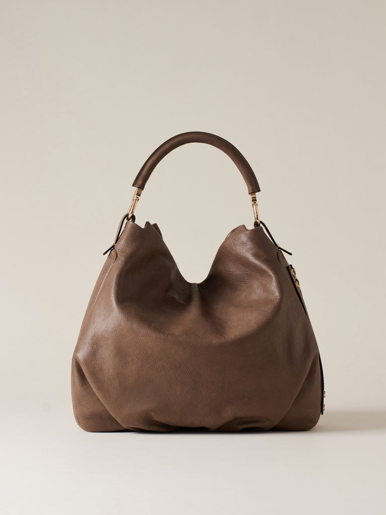 Leather Handbag - BICE HOBO BAG MEDIUM - Borbonese