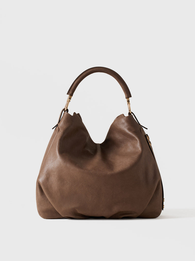 Leather Handbag - BICE HOBO BAG MEDIUM - Borbonese