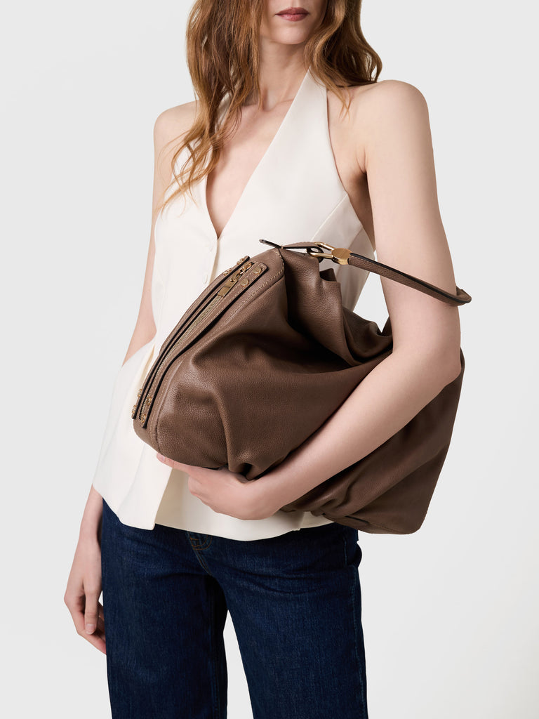 Leather Handbag - BICE HOBO BAG MEDIUM - Borbonese