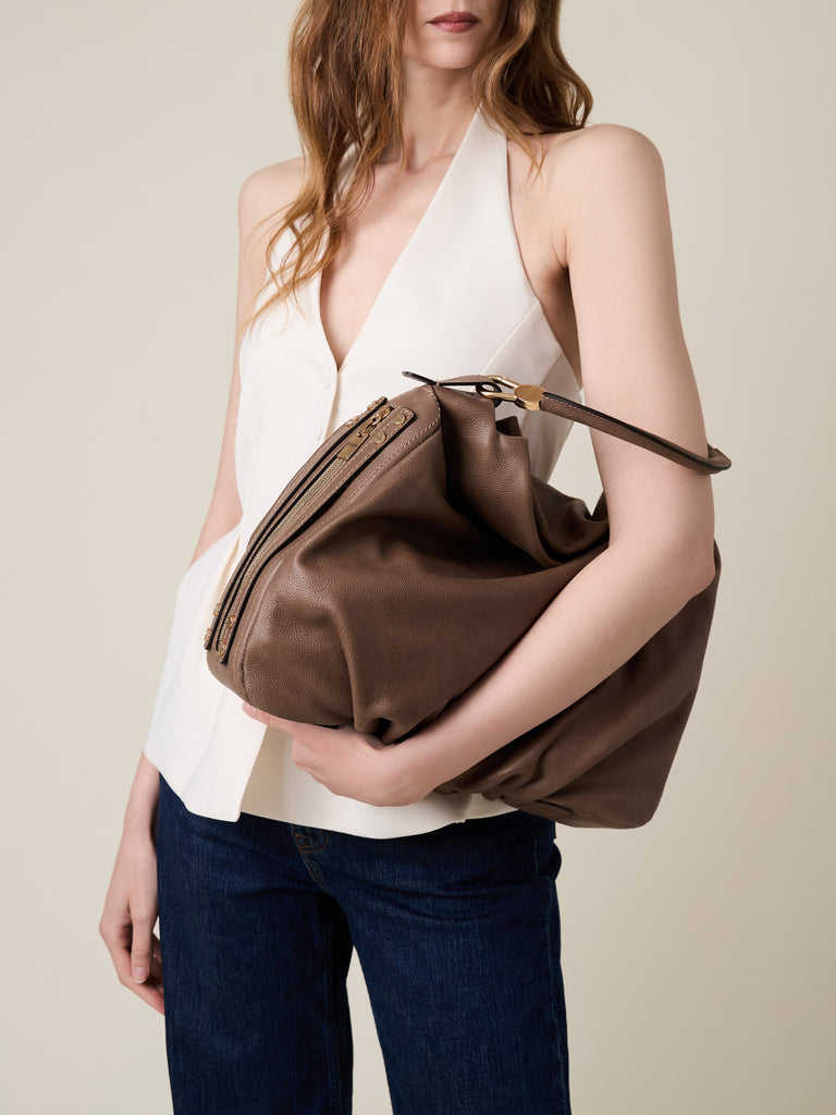 Leather Handbag - BICE HOBO BAG MEDIUM - Borbonese