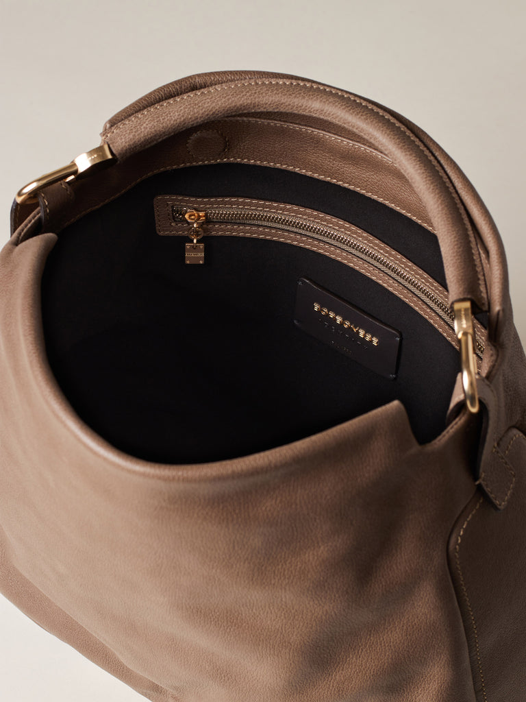 Leather Handbag - BICE HOBO BAG MEDIUM - Borbonese