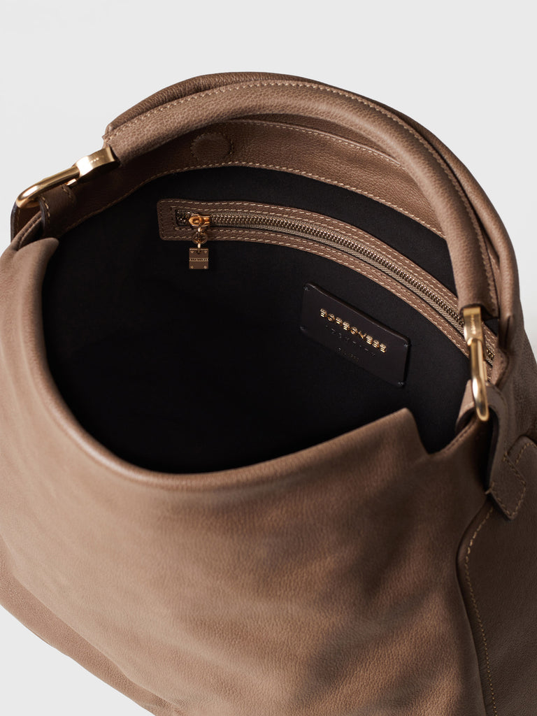 Leather Handbag - BICE HOBO BAG MEDIUM - Borbonese