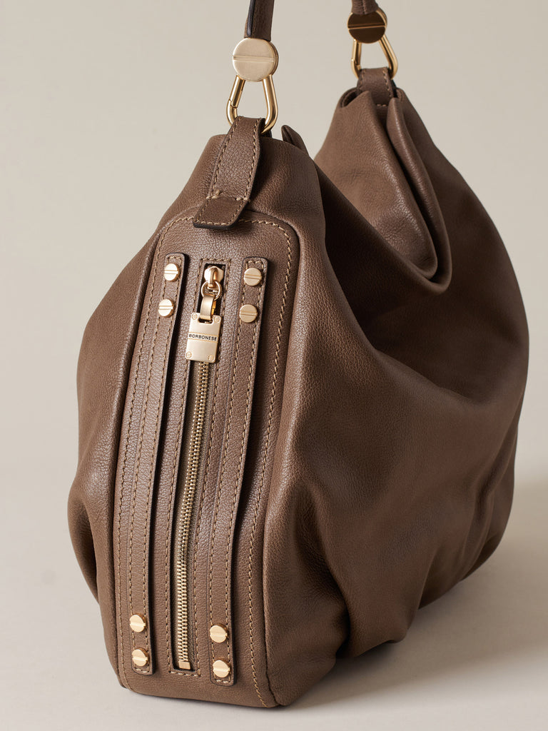 Leather Handbag - BICE HOBO BAG MEDIUM - Borbonese