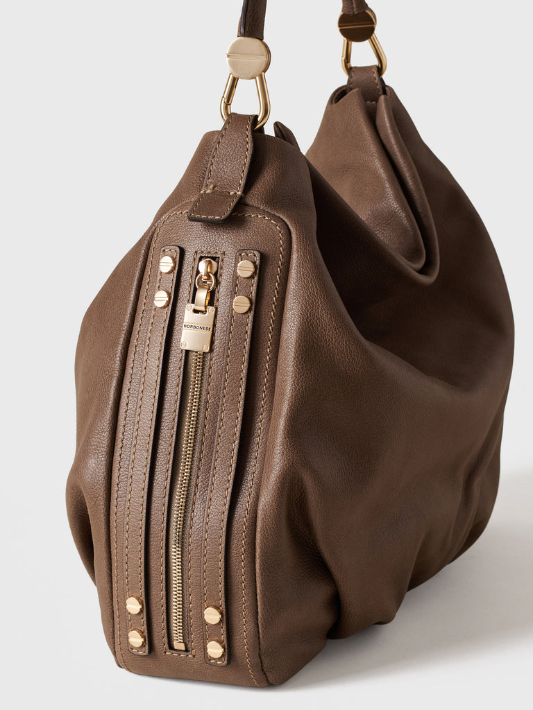 Leather Handbag - BICE HOBO BAG MEDIUM - Borbonese