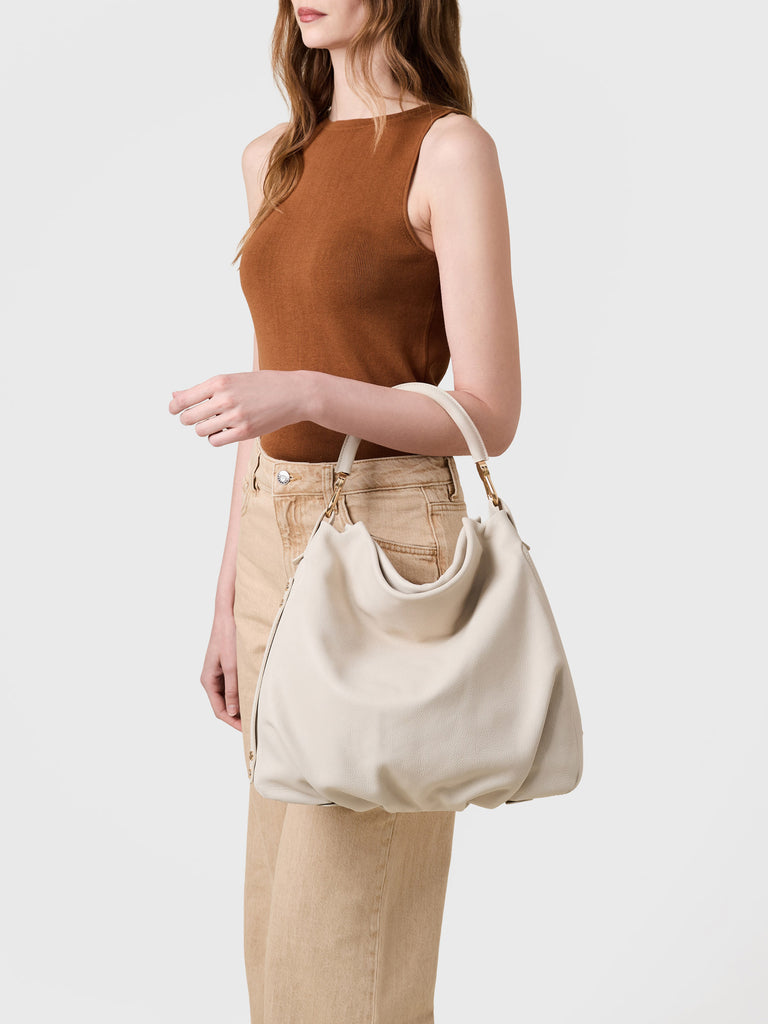 Leather Handbag - BICE HOBO BAG MEDIUM - Borbonese