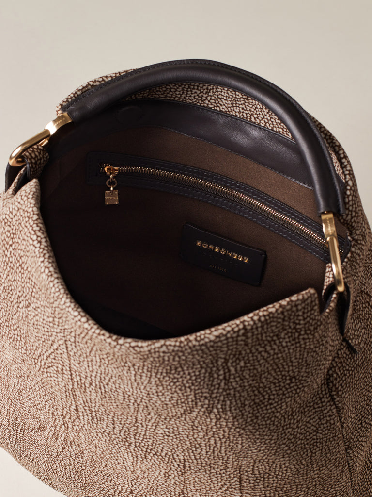 Op Suede Handbag - BICE HOBO BAG MEDIUM - Borbonese