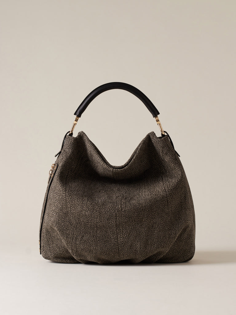 Op Suede Handbag - BICE HOBO BAG MEDIUM - Borbonese