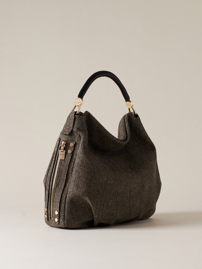 Op Suede Handbag - BICE HOBO BAG MEDIUM - Borbonese