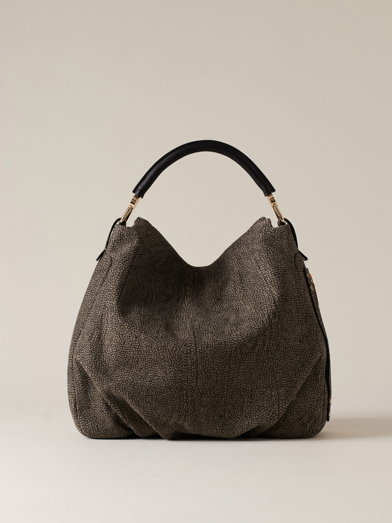 Op Suede Handbag - BICE HOBO BAG MEDIUM - Borbonese