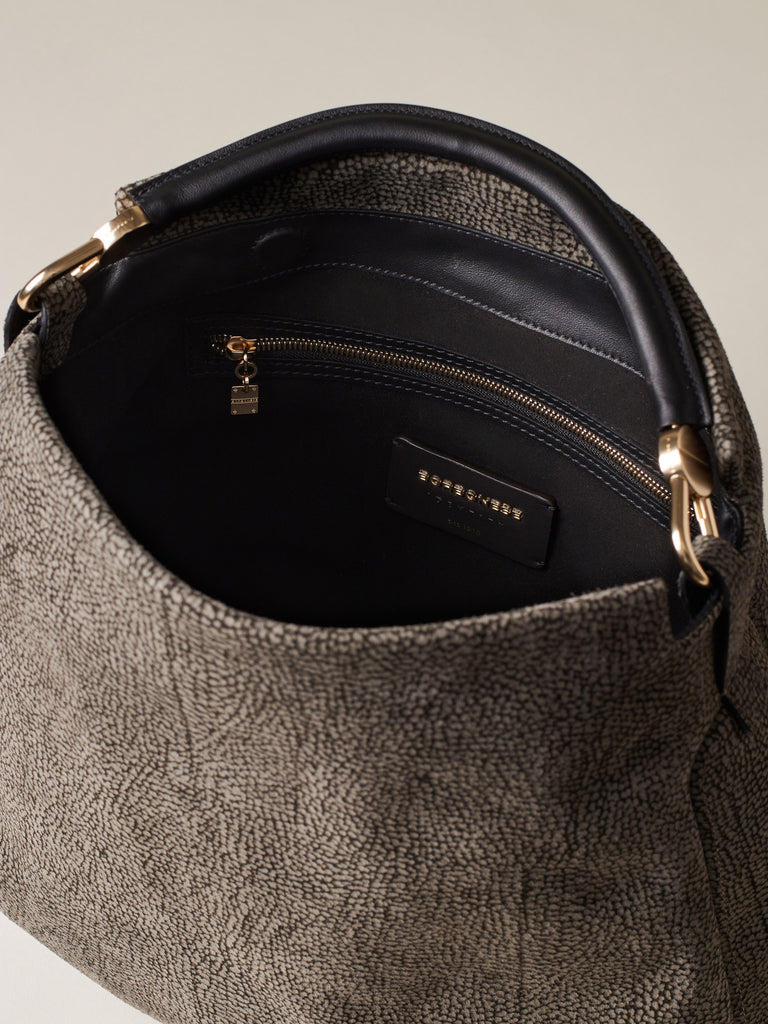 Op Suede Handbag - BICE HOBO BAG MEDIUM - Borbonese