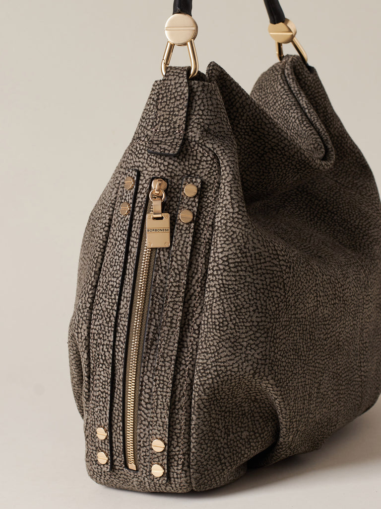 Op Suede Handbag - BICE HOBO BAG MEDIUM - Borbonese