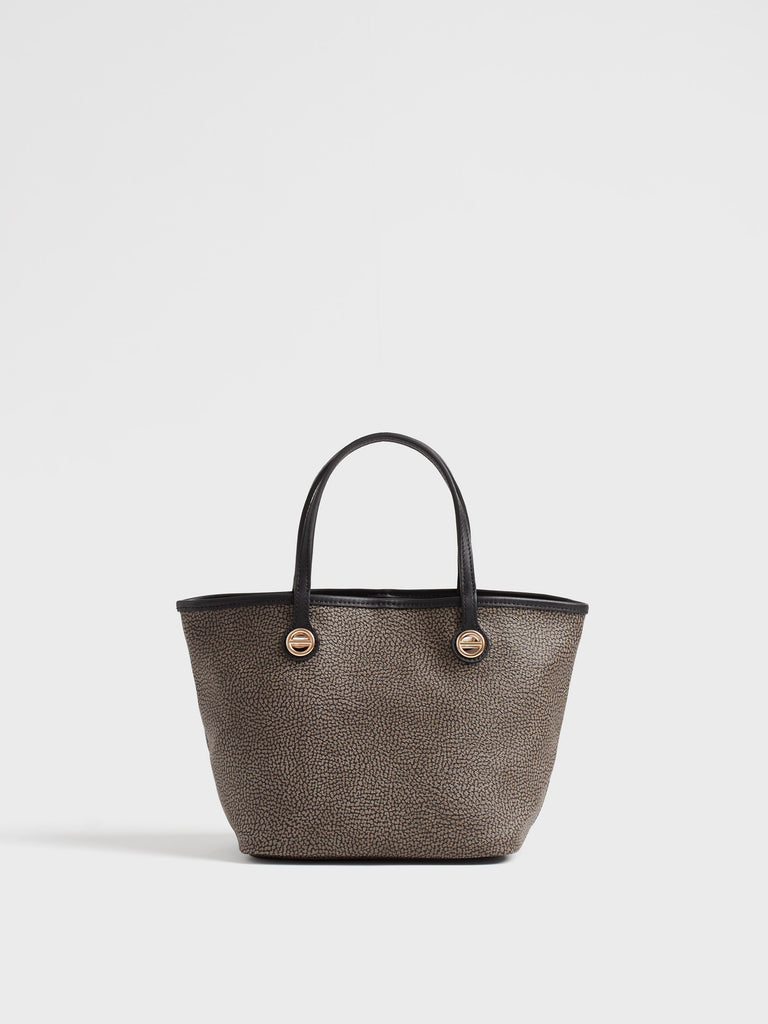Borsa a spalla di Tela rivestita Op e Pelle - FLIGHT BORSA SHOPPING SMALL - Borbonese