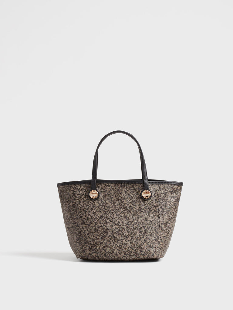 Borsa a spalla di Tela rivestita Op e Pelle - FLIGHT BORSA SHOPPING SMALL - Borbonese