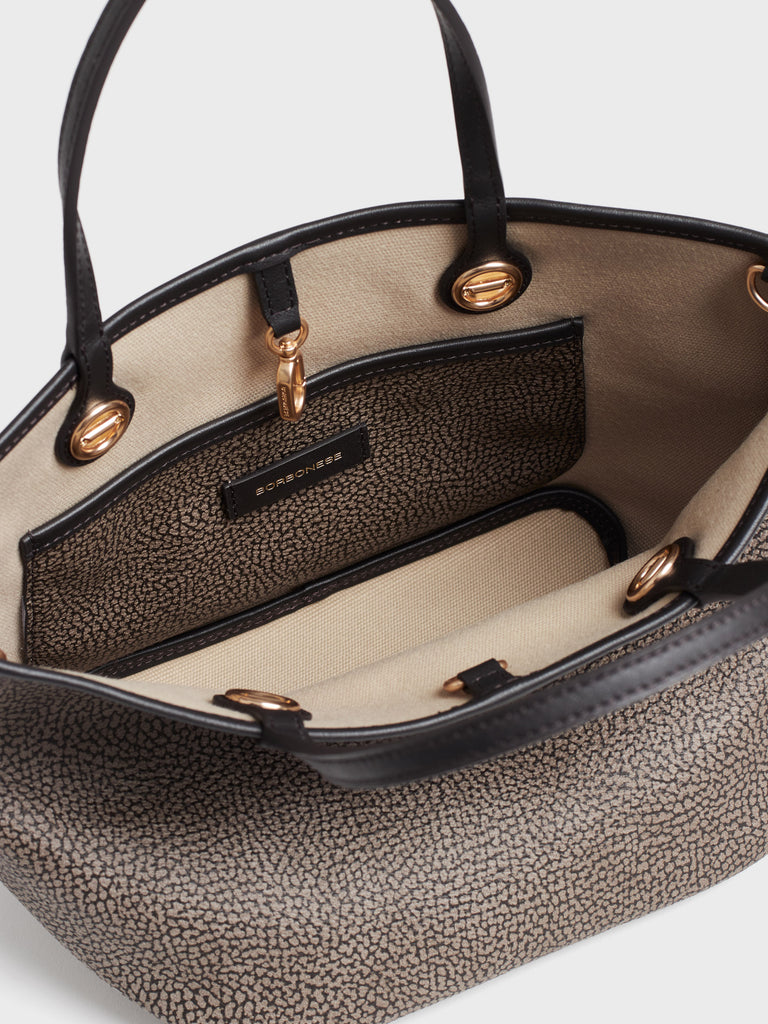 Borsa a spalla di Tela rivestita Op e Pelle - FLIGHT BORSA SHOPPING SMALL - Borbonese