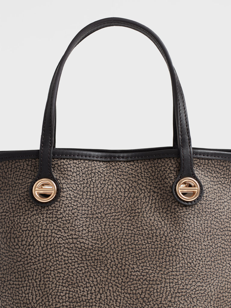 Borsa a spalla di Tela rivestita Op e Pelle - FLIGHT BORSA SHOPPING SMALL - Borbonese
