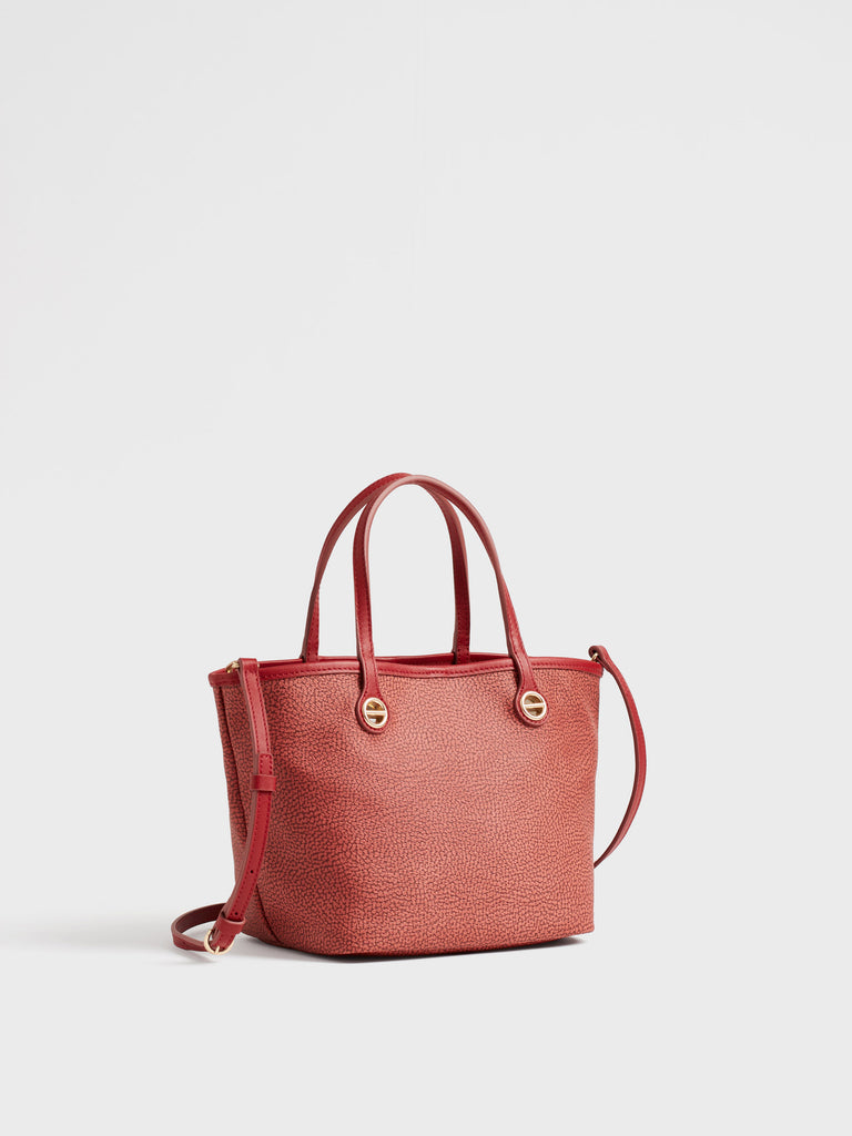 Borsa a spalla di Tela rivestita Op e Pelle - FLIGHT BORSA SHOPPING SMALL - Borbonese